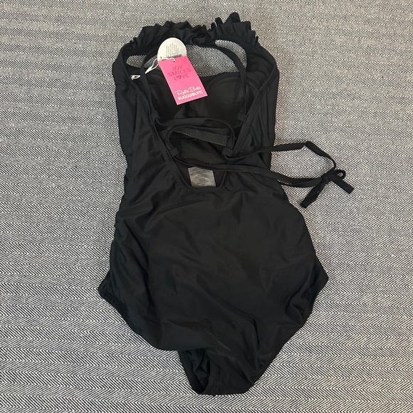 RUFFLEBUTTS - Black Flutter One Piece Swimsuit - Picture 2 of 4